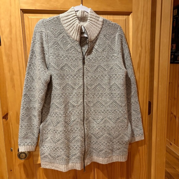 J.Jill Grey Jacquard Zip-Front Cardigan size small - Picture 1 of 11